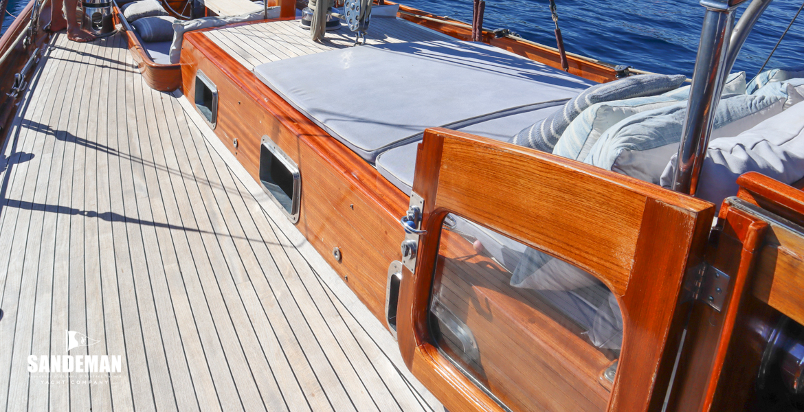 Starboard aft side deck view aft
