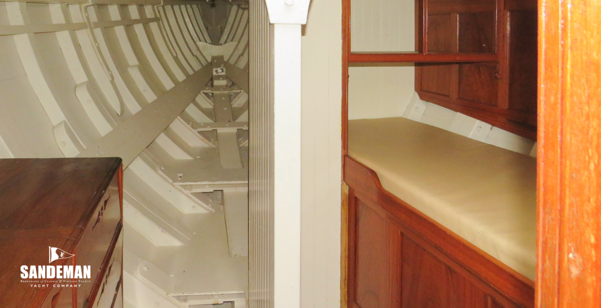 Fo'c'sle view fwd; galley to port; captain's cabin to starboard