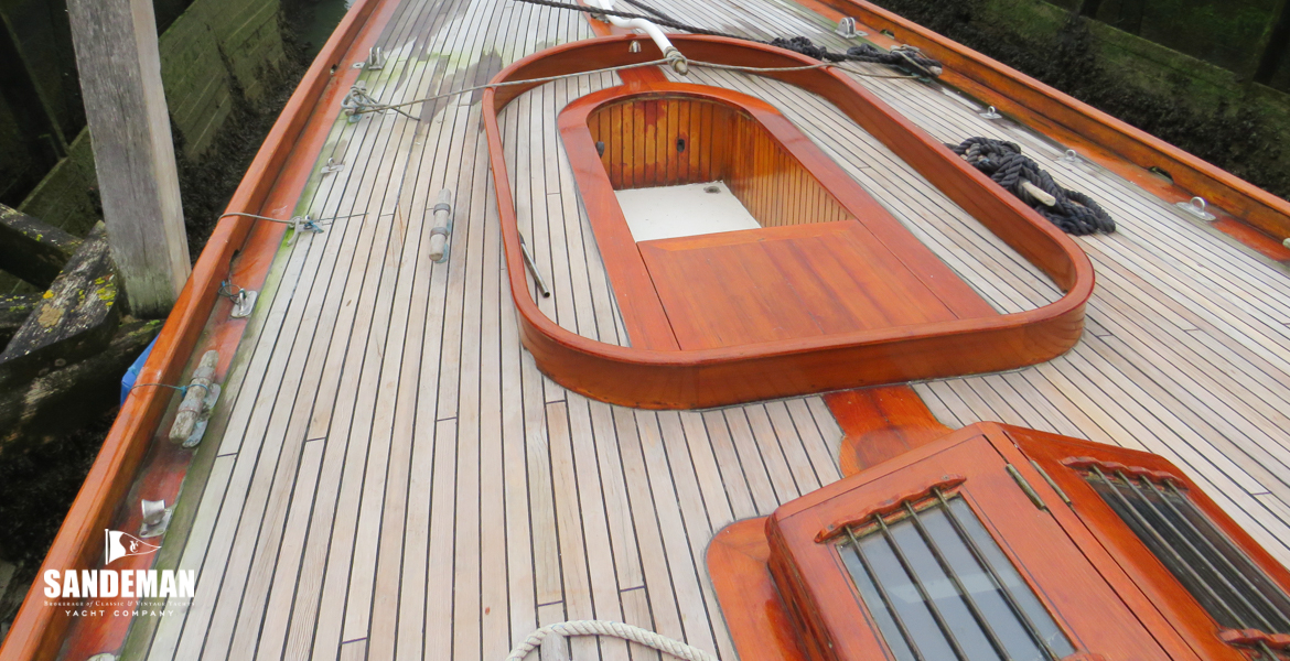 View aft over owner cabin skylight and cockpit