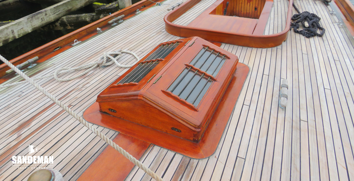 View aft over owner cabin skylight and cockpit