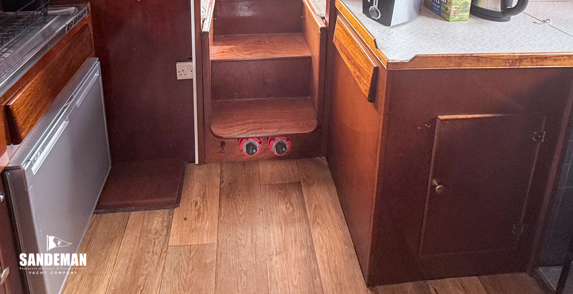 Galley view forward to deckhouse
