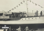 Ready for launch 1951 - John Bain in background under the bow