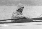 Margaret Simpson 1950 at helm of her Anker & Jensen built Dragon 'EMAGEE'