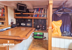 Navigation area and wet locker to starboard