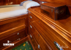 View into guest twin bunk cabin to port [Photo: James Robinson Taylor]